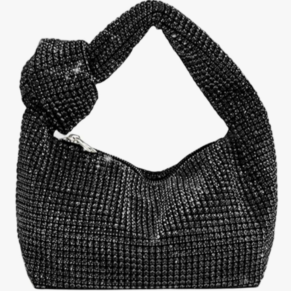 UMREN Bling Full Glitter Knotted Handbag Crystal Rhinestone Hobo Dumpling Bag